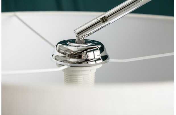 Lampadaire extensible design arc en lin blanc