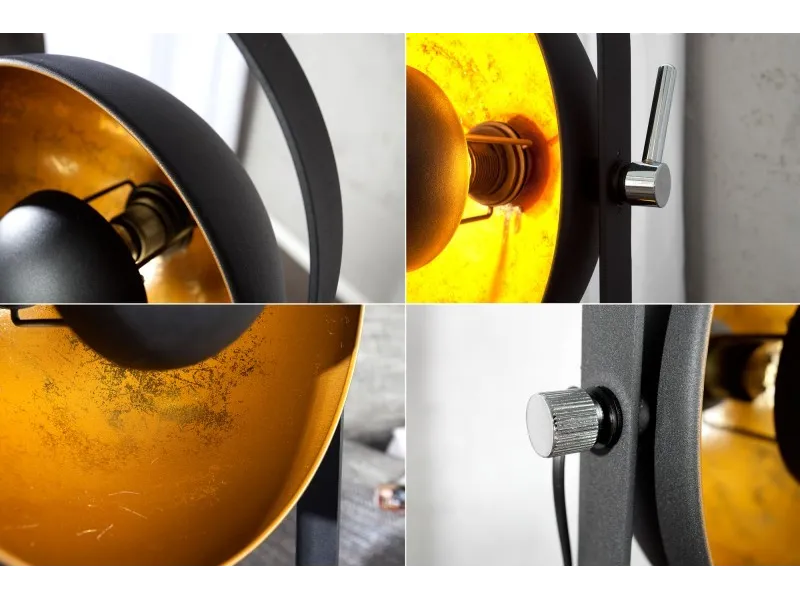 Ensemble de 3 lampadaires en acier inoxydable coloris noir et or