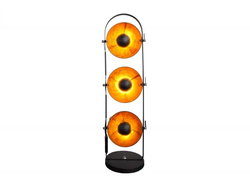 Ensemble de 3 lampadaires en acier inoxydable coloris noir et or