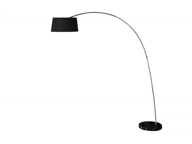 Lampadaire design en métal noir avec abat-jour noir et doré
