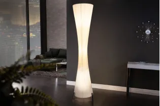 Lampadaire ovale 160 cm en tissu de latex plissé coloris blanc