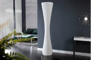 Lampadaire ovale 160 cm en tissu de latex plissé coloris blanc 2