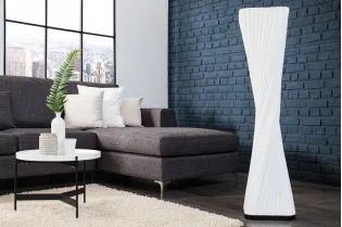 Lampadaire ovale 120 cm en tissu de latex plissé coloris blanc 2