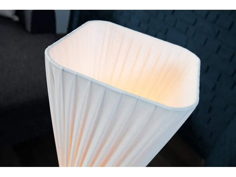 Lampadaire ovale 120 cm en tissu de latex plissé coloris blanc