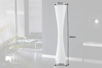 Lampadaire ovale de 180cm en latex plissé blanc