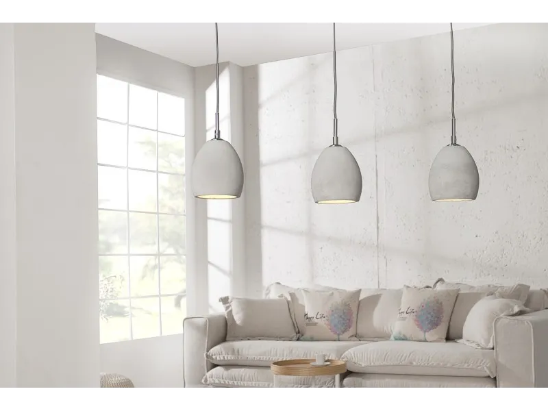 Ensemble de 3 lampes ovales suspendues en béton coloris gris