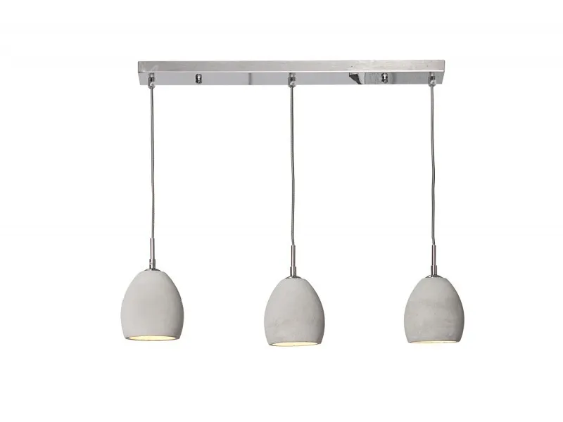 Ensemble de 3 lampes ovales suspendues en béton coloris gris