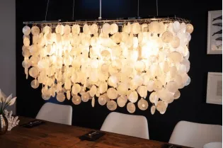 Lampe suspendue rectangulaire 80 cm avec des perles nacrées