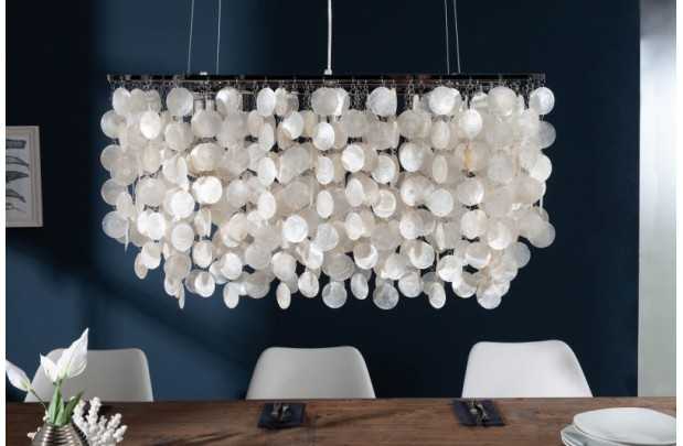 Lampe suspendue rectangulaire 80 cm avec des perles nacrées