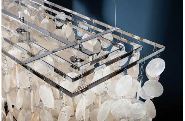 Lampe suspendue rectangulaire 80 cm avec des perles nacrées