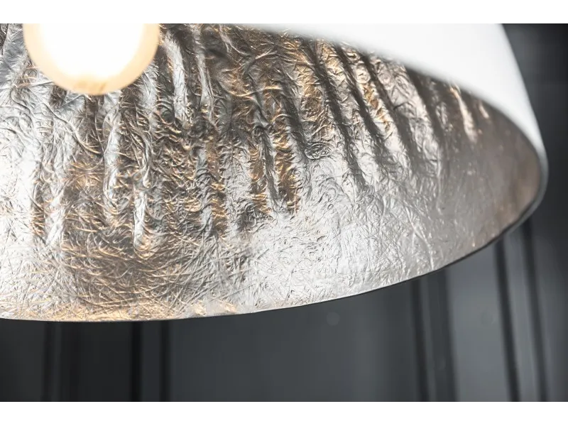 Lampe suspendue 50cm de design "GLOW" coloris blanc et argenté