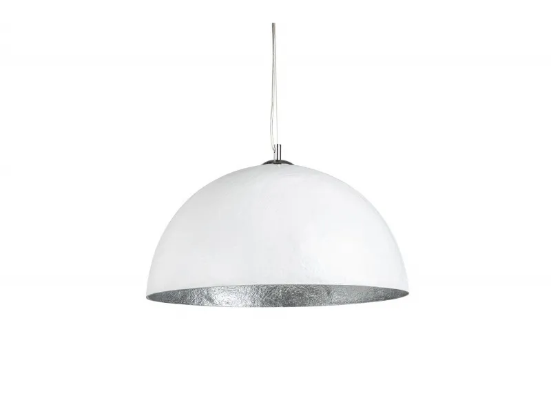 Lampe suspendue 50cm de design "GLOW" coloris blanc et argenté