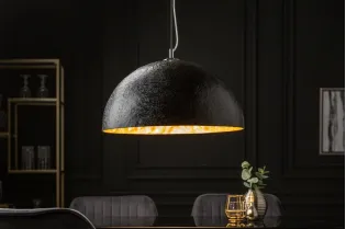Lampe suspendue 50 cm design GLOW en fibre de verre coloris noir et or