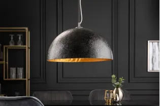 Lampe suspendue 50 cm design GLOW en fibre de verre coloris noir et or 2