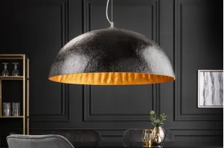 Lampe suspendue 70 cm design GLOW en fibre de verre coloris noir et or 2