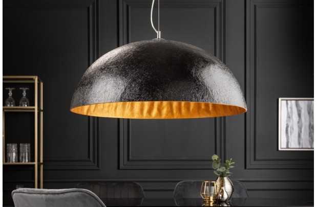 Lampe suspendue 70 cm design GLOW en fibre de verre coloris noir et or