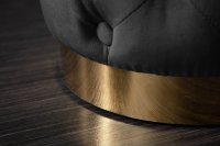 Tabouret Capitonné en Velours Noir avec socle Doré Chesterfield Design