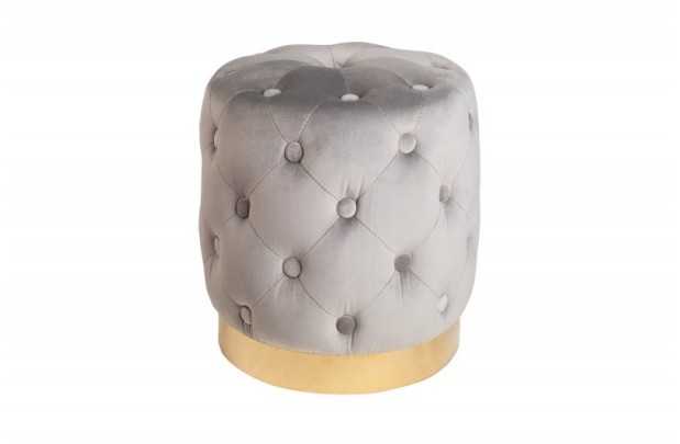 tabouret design baroque capitonné coloris gris foncé et doré