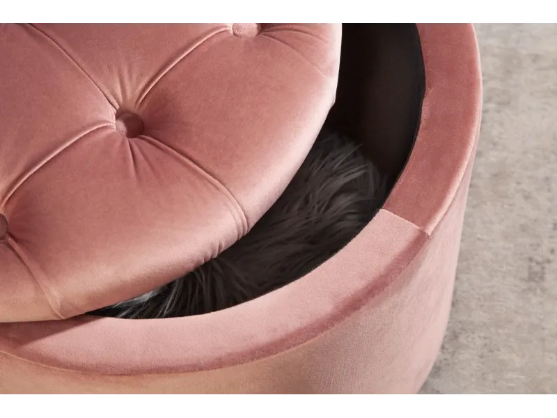 Pouf design baroque en velours coloris vieux rose