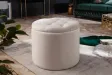 Pouf design baroque en velours coloris beige