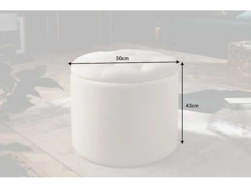 Pouf design baroque en velours coloris beige