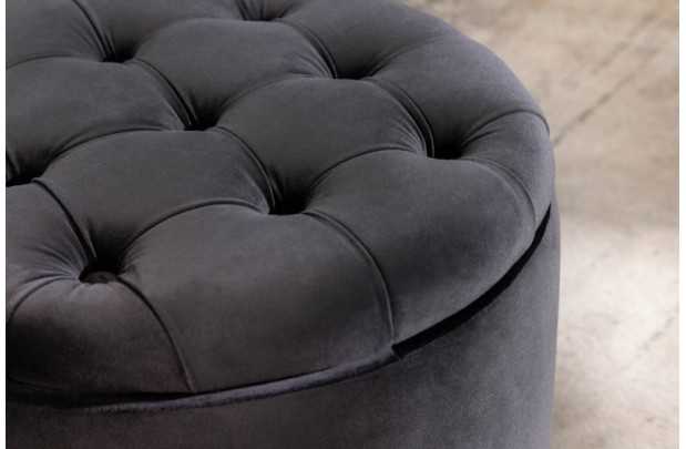 Pouf design baroque en velours coloris noir