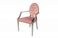 Lot de 2 Chaises design baroque coloris rose en velours avec accoudoir et acier inoxydable