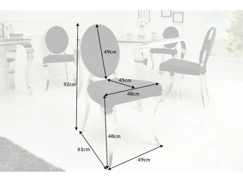 Lot de 2 Chaises style baroque de salle à manger en velours coloris noir