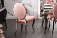 Lot de 2 Chaises style baroque de salle à manger en velours coloris rose