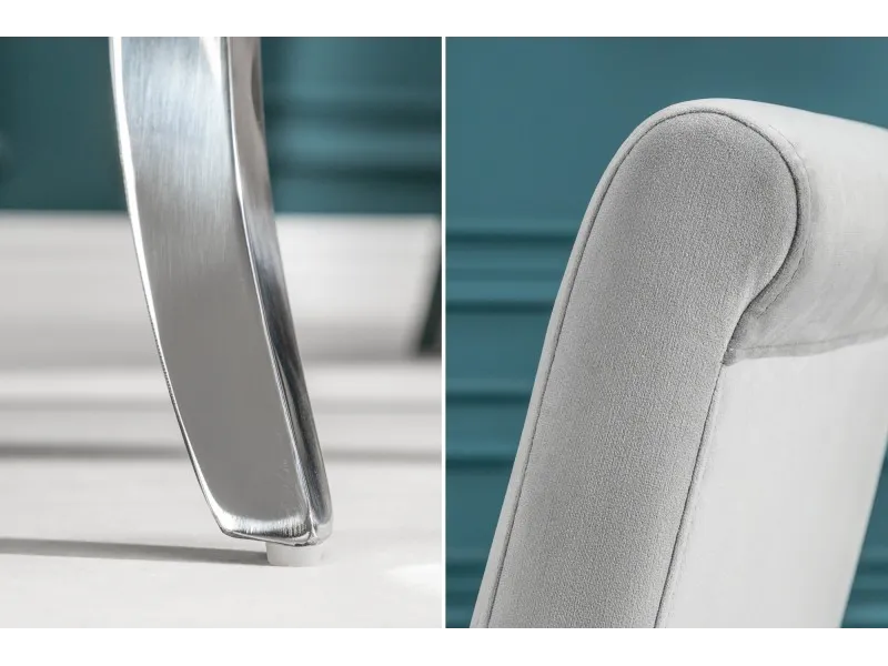 Lot de 2 Chaises de salle à manger design baroque coloris gris argenté