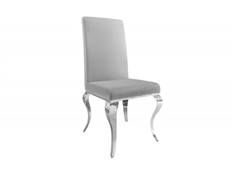 Lot de 2 Chaises de salle à manger design baroque coloris gris argenté