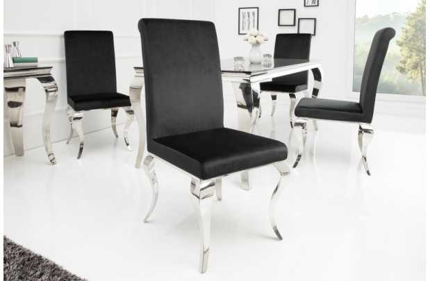 Lot de 2 Chaises de salle à manger design baroque coloris noir