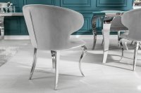 Lot de 2 Chaises de salle à manger design baroque coloris gris argenté