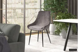 Lot de 2 Chaises de salle à manger en velours coloris gris