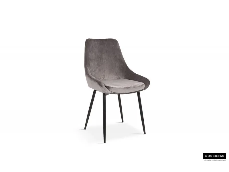 Lot de 2 Chaises de salle à manger en velours coloris gris