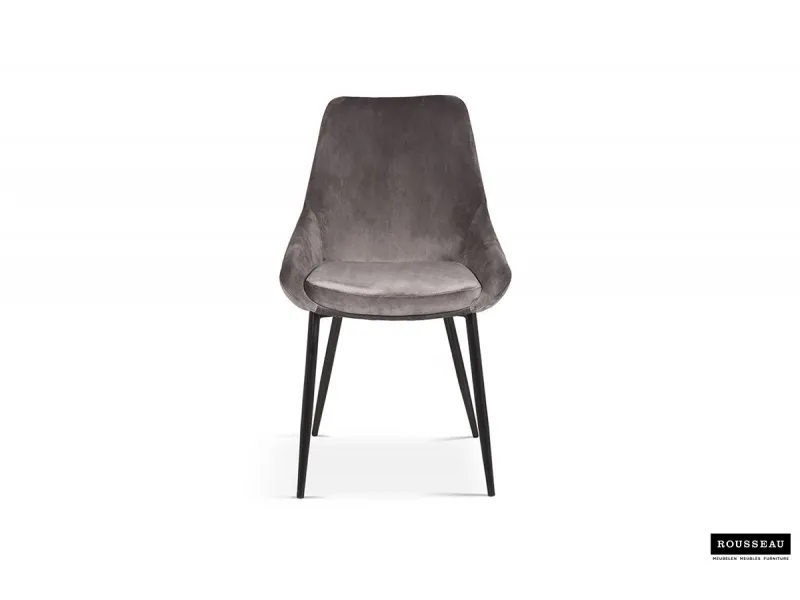 Lot de 2 Chaises de salle à manger en velours coloris gris