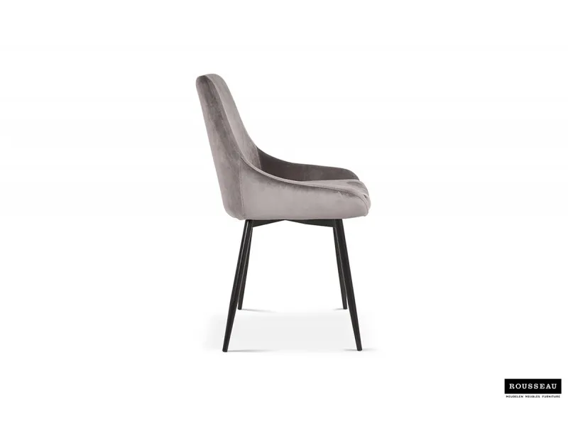Lot de 2 Chaises de salle à manger en velours coloris gris