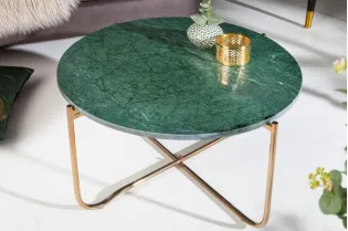 Table basse design en marbre coloris vert avec piétement en métal doré 2