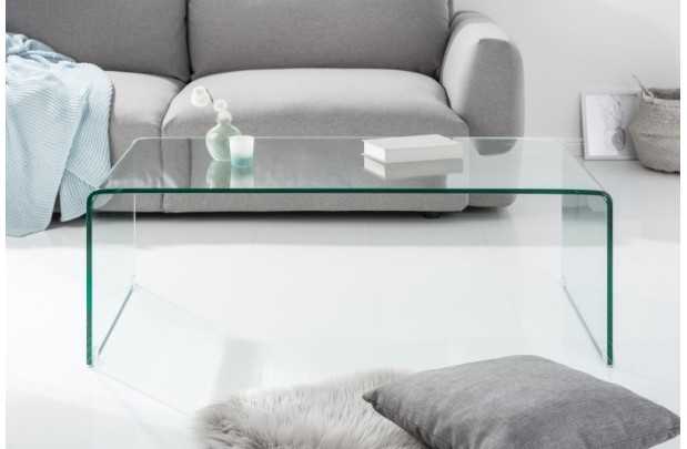 Table basse 110 cm design en verre trempé coloris transparent