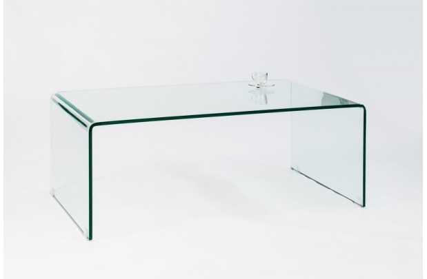 Table basse 110 cm design en verre trempé coloris transparent