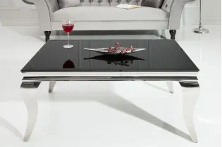 Table basse noir/argenté de style baroque 100 cm 2