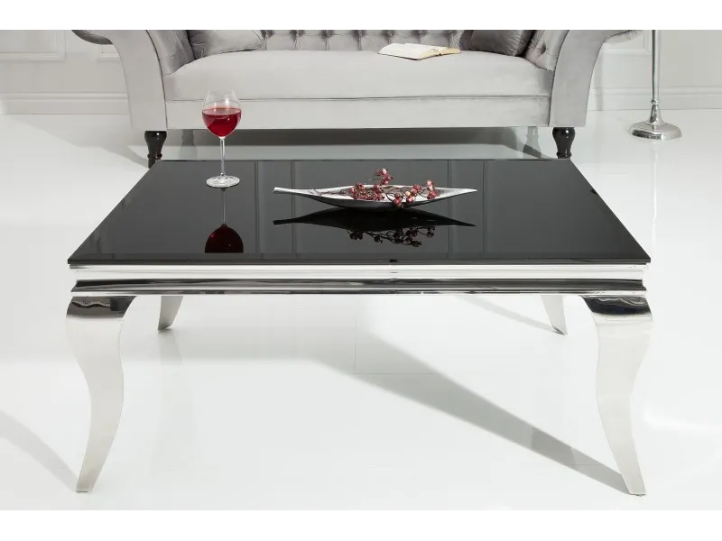 Table basse noir/argenté de style baroque 100 cm