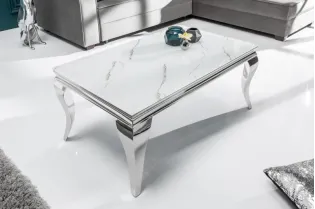 Table basse marbre argenté de style baroque 100 cm 2