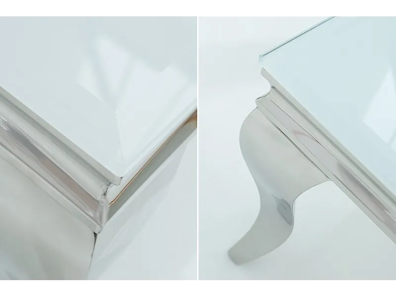 Table basse marbre argenté de style baroque 100 cm