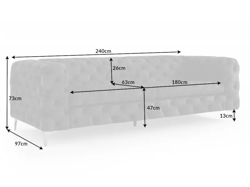 Canapé design BAROQUE 240cm velours gris foncé