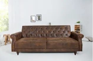 Canapé convertible en lit 220cm en microfibre marron antique 2