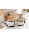 Ensemble de 2 tables d'appoint en bois massif