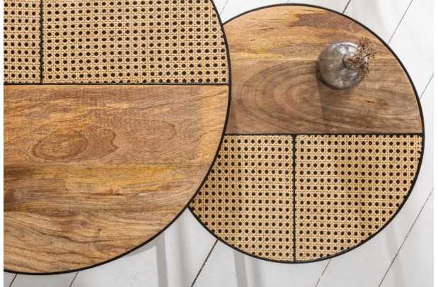 Ensemble de 2 tables d'appoint en bois massif