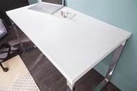 Bureau design 120x60 cm en bois teinté blanc