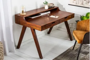 Bureau design en bois massif de 120cm coloris naturel